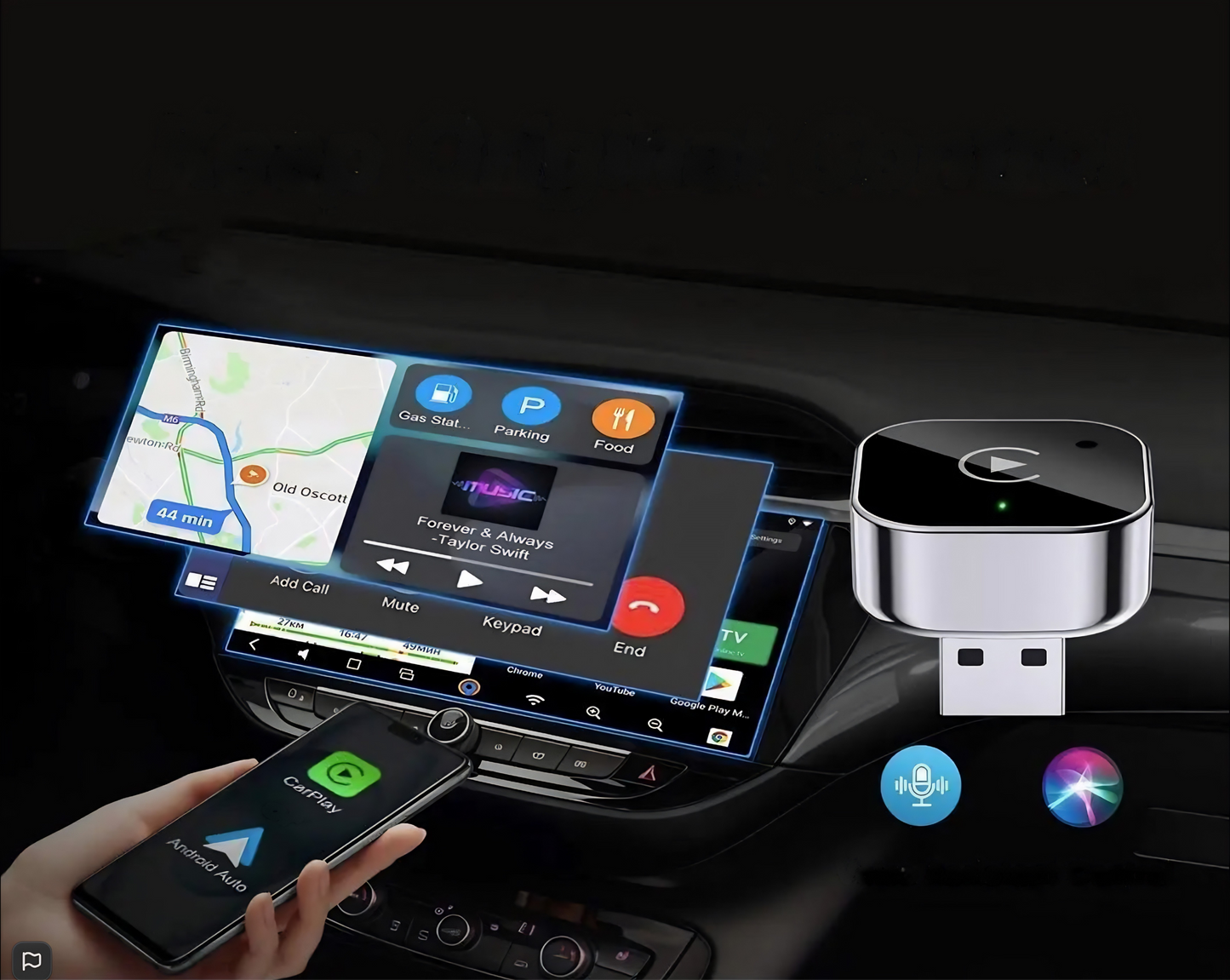 Draadloze CarPlay & Android auto-adapter